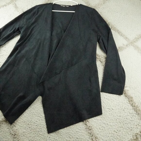 Soft Surroundings Ultra Soft Cardigan Womens Black Large Faux Suede Wrap - Picture 2 of 11